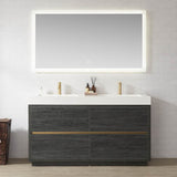 Miseno Huesca 60" Free Standing Double Basin Vanity Set with Cabinet and Composite Stone Top – North American Black Oak, No Mirror