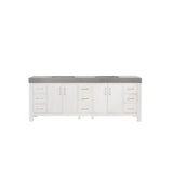 Miseno León 84-in Free-Standing Double Vanity Set with Cabinet, Stone Composite Top & Undermount Ceramic Sinks - Fir Wood Brown/Lightning White