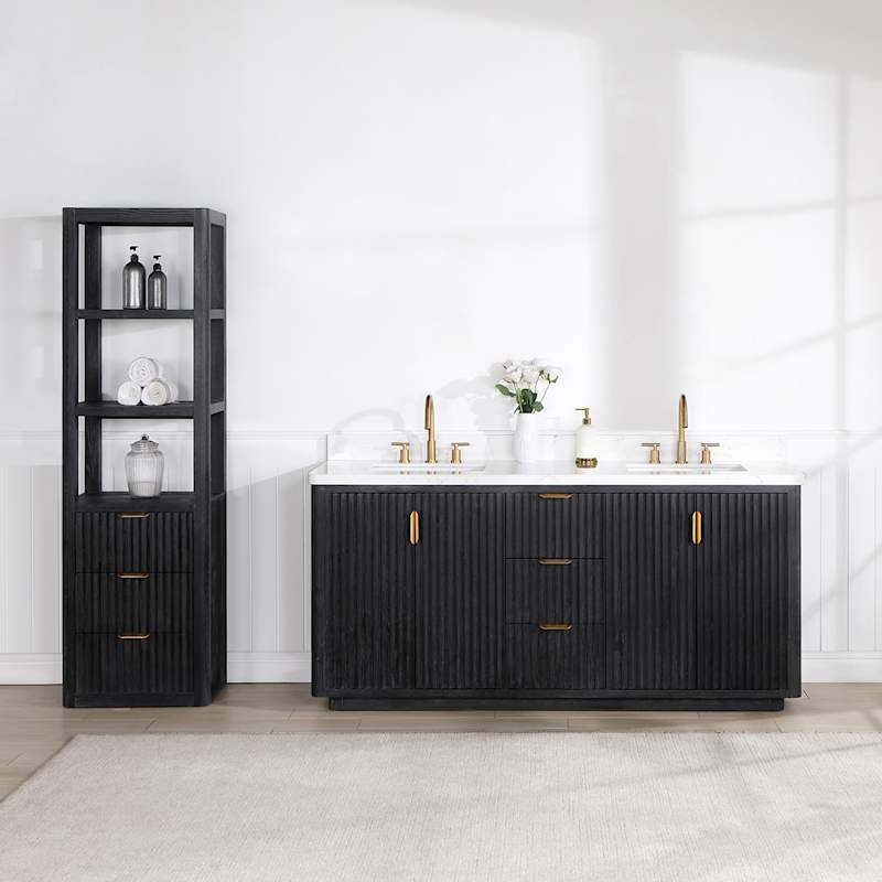 Miseno Cádiz 72" Free Standing Double Basin Vanity Set with Cabinet and Stone Composite Top, 8" Widespread, Soft-Close, Backsplash Included