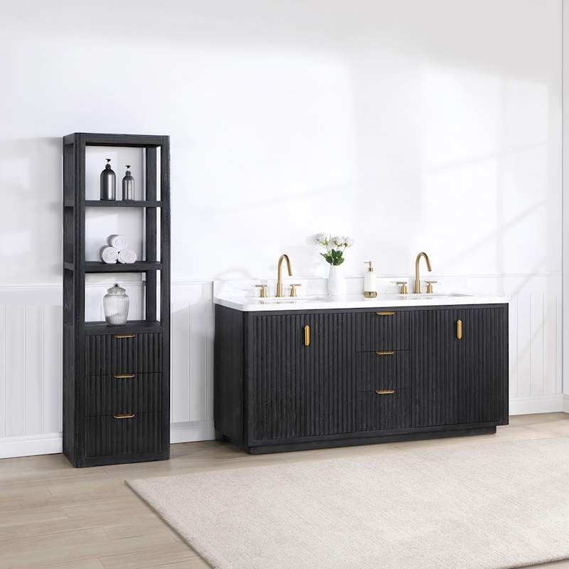 Miseno Cádiz 72" Free Standing Double Basin Vanity Set with Cabinet and Stone Composite Top, 8" Widespread, Soft-Close, Backsplash Included