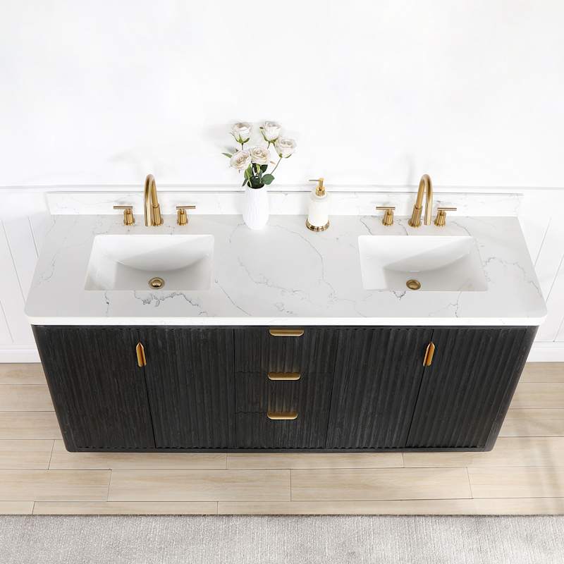 Miseno Cádiz 72" Free Standing Double Basin Vanity Set with Cabinet and Stone Composite Top, 8" Widespread, Soft-Close, Backsplash Included