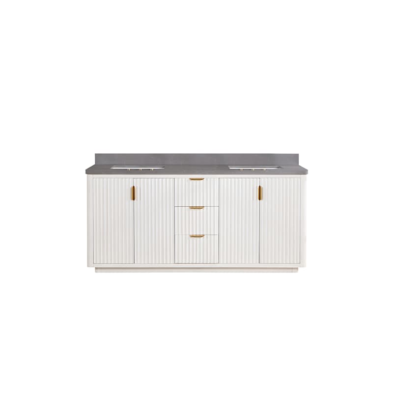 Miseno Cádiz 72" Free Standing Double Basin Vanity Set with Cabinet and Stone Composite Top, 8" Widespread, Soft-Close, Backsplash Included