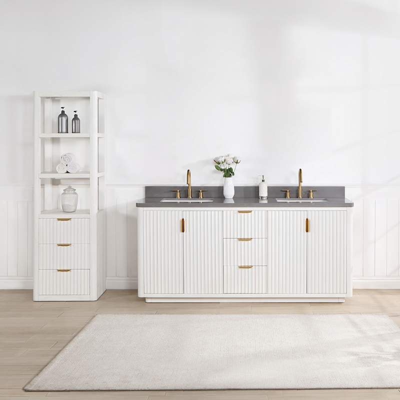 Miseno Cádiz 72" Free Standing Double Basin Vanity Set with Cabinet and Stone Composite Top, 8" Widespread, Soft-Close, Backsplash Included