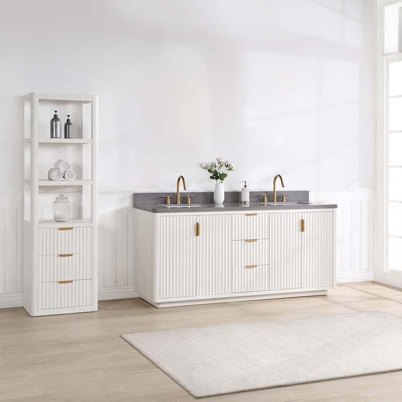 Miseno Cádiz 72" Free Standing Double Basin Vanity Set with Cabinet and Stone Composite Top, 8" Widespread, Soft-Close, Backsplash Included