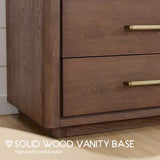 Miseno Porto 72" Free-Standing Double Basin Vanity Set with Cabinet and Quartz Top (Aged Natural Oak / Fish Maw White)