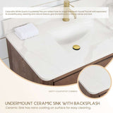 Miseno Porto 72" Free-Standing Double Basin Vanity Set with Cabinet and Quartz Top (Aged Natural Oak / Fish Maw White)