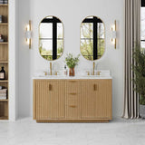 Miseno Cádiz 60" Free Standing Double Basin Vanity Set with Solid Wood Cabinet and Composite Stone Top – Washed Ash Grey