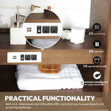 Miseno Oza 84" Free Standing Double Basin Vanity Set with Cabinet and Quartz Vanity Top – Aged Dark Brown Oak