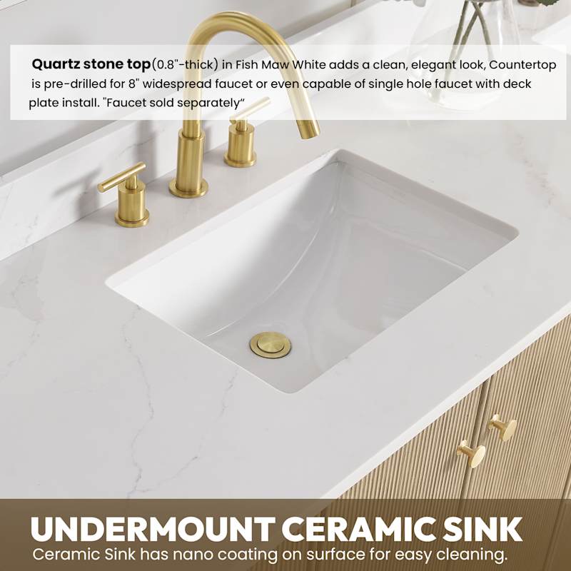 Miseno Oza 84" Free Standing Double Basin Vanity Set with Cabinet and Quartz Vanity Top – Aged Dark Brown Oak