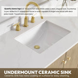 Miseno Oza 84" Free Standing Double Basin Vanity Set with Cabinet and Quartz Vanity Top – Aged Dark Brown Oak