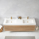 Miseno Palencia 72" Wall Mounted Double Basin Vanity Set with Cabinet and Stone Composite Top – North American Oak
