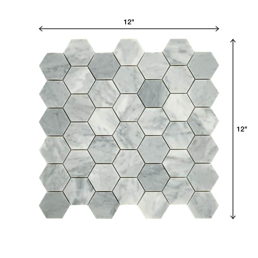 Daltile Restore Mist Honed 12 in. x 12 in. x 8mm Marble Hexagon Mosaic Floor and Wall Tile (0.97 sq. ft. per piece)