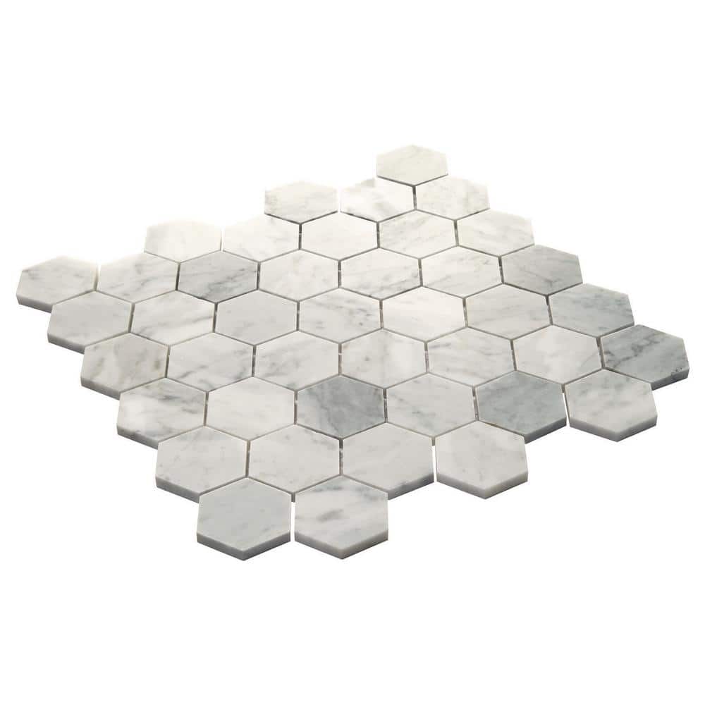 Daltile Restore Mist Honed 12 in. x 12 in. x 8 mm Marble Hexagon Mosaic Floor and Wall Tile (0.97 sq. ft. per Sheet)