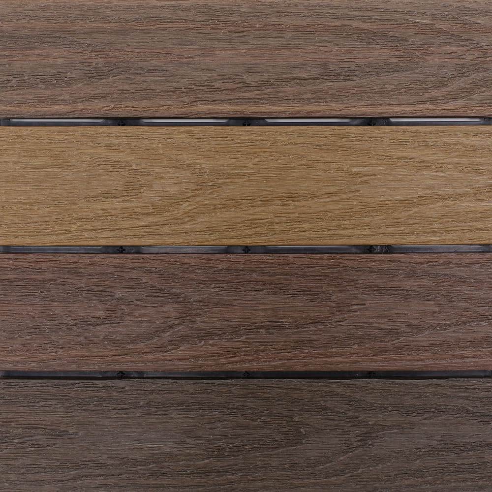 NewTechWood UltraShield Naturale 1 ft. x 1 ft. Quick Deck Outdoor Composite Deck Tile in Mixed Brown (10 sq. ft. per Box)
