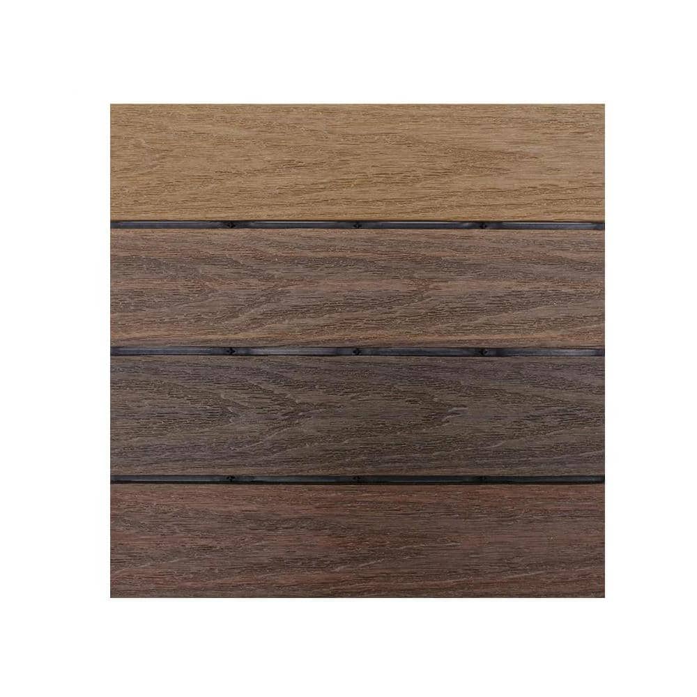 NewTechWood UltraShield Naturale 1 ft. x 1 ft. Quick Deck Outdoor Composite Deck Tile in Mixed Brown (10 sq. ft. per Box)