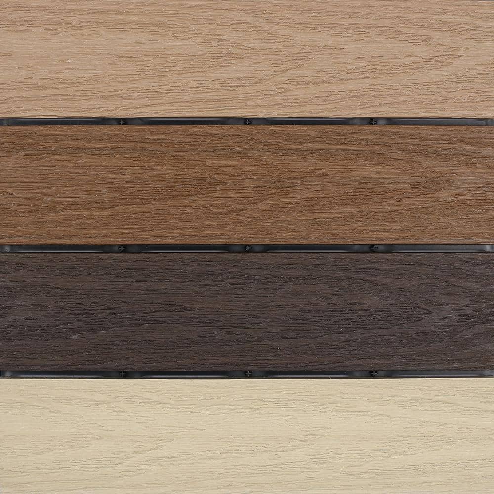 NewTechWood UltraShield Naturale 1 ft. x 1 ft. Quick Deck Outdoor Composite Deck Tile in Mixed Brown (10 sq. ft. per Box)