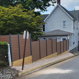 LH EP Complete Kit 6 ft. x 6 ft. Mocha WPC Composite Fence Panel w/Bottom Squared Holders and Post Kits (1 set)