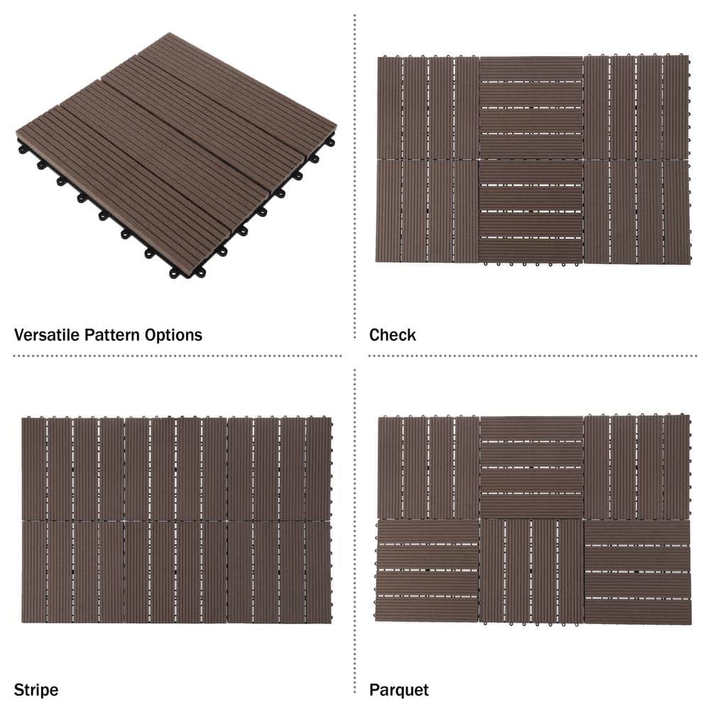 Pure Garden 0.97 ft. x 0.97 ft. Slate Composite Deck Tile in Mocha (30-Per Pack)