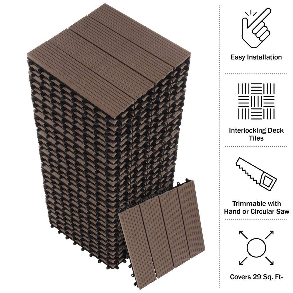 Pure Garden 0.97 ft. x 0.97 ft. Slate Composite Deck Tile in Mocha (30-Per Pack)