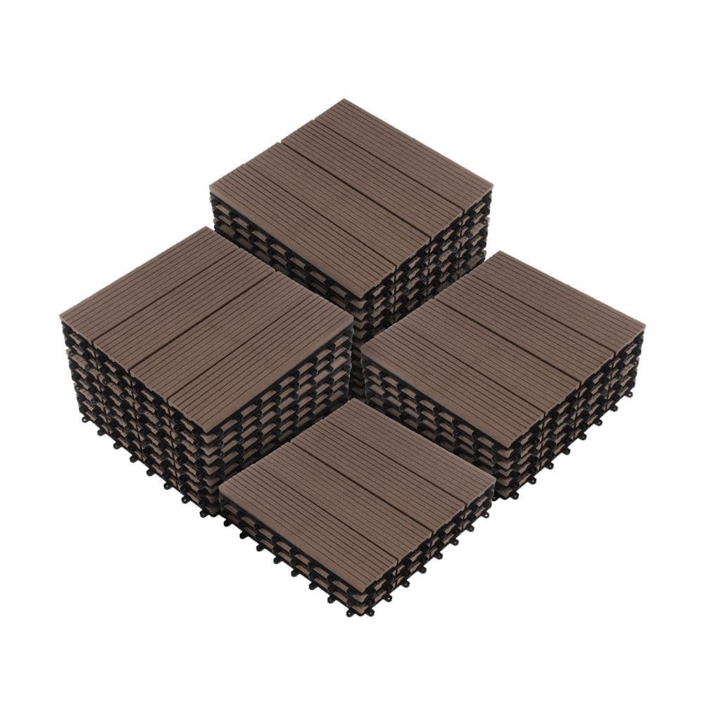 Pure Garden 0.97 ft. x 0.97 ft. Slate Composite Deck Tile in Mocha (30-Per Pack)