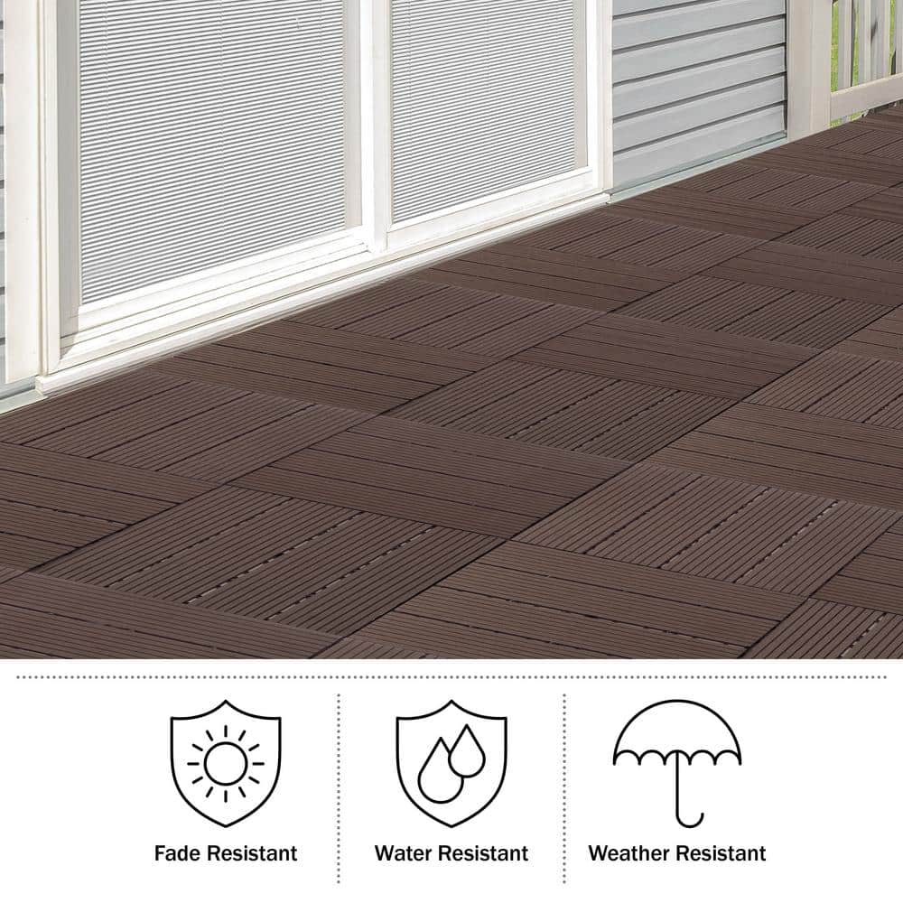 Pure Garden 0.97 ft. x 0.97 ft. Slate Composite Deck Tile in Mocha (30-Per Pack)