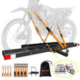 Mockins 510 lbs. Capacity Steel Hitch Mount Dirt Bike Carrier 73" Motorcycle Carrier with Loading Ramp, Straps and Stabilizer