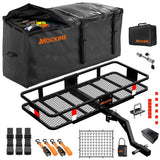 Mockins 48in. x 20in. x 6in. Raised Hitch Cargo Carrier Basket w/ 6 in. Shank Rise, 15 cu. ft. Cargo Carrier Bag and Accessories