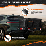 Mockins 48in. x 20in. x 6in. Raised Hitch Cargo Carrier Basket w/ 6 in. Shank Rise, 15 cu. ft. Cargo Carrier Bag and Accessories