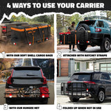 Mockins 500 lbs. Capacity Hitch Mount Cargo Carrier Basket, 16 cu. ft. Cargo Bag , Thick Straps, Foldable Shank and 2 in. Raise
