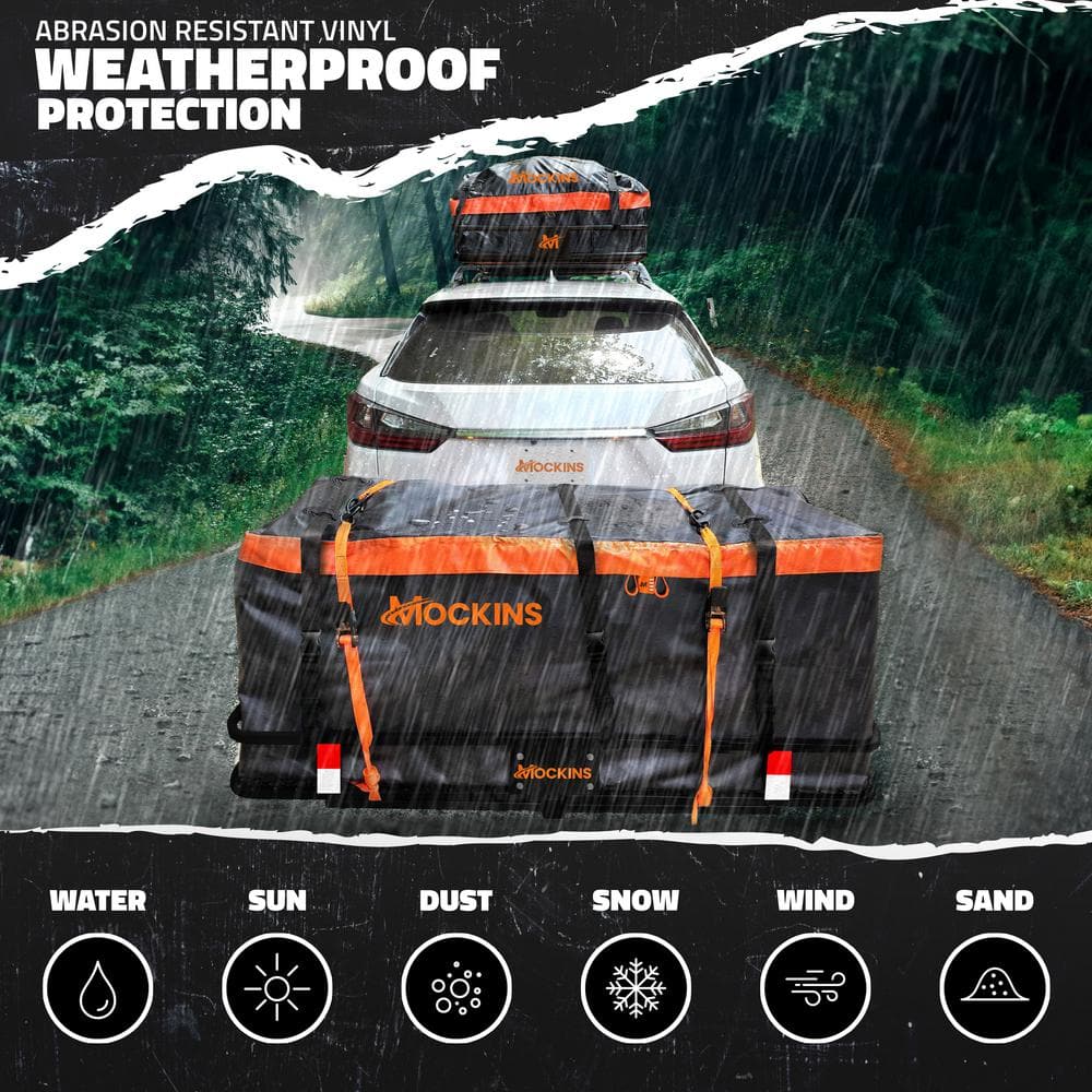 Mockins 500 lbs. Capacity Hitch Mount Cargo Carrier Basket, 16 cu. ft. Cargo Bag , Thick Straps, Foldable Shank and 2 in. Raise