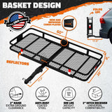 Mockins 500 lbs. Capacity Hitch Mount Cargo Carrier Basket, 16 cu. ft. Cargo Bag , Thick Straps, Foldable Shank and 2 in. Raise