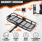 Mockins 500lb Capacity Rustproof Hitch Mount Cargo Carrier 48inx18inx6in + 15 Cu.ft Waterproof Cargo Bag and Packing Cubes, Red