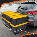 Mockins 500lb Capacity Rustproof Hitch Mount Cargo Carrier 70inx30inx 6in Foldable Extra Strong Arm & Increased Ground Clearance