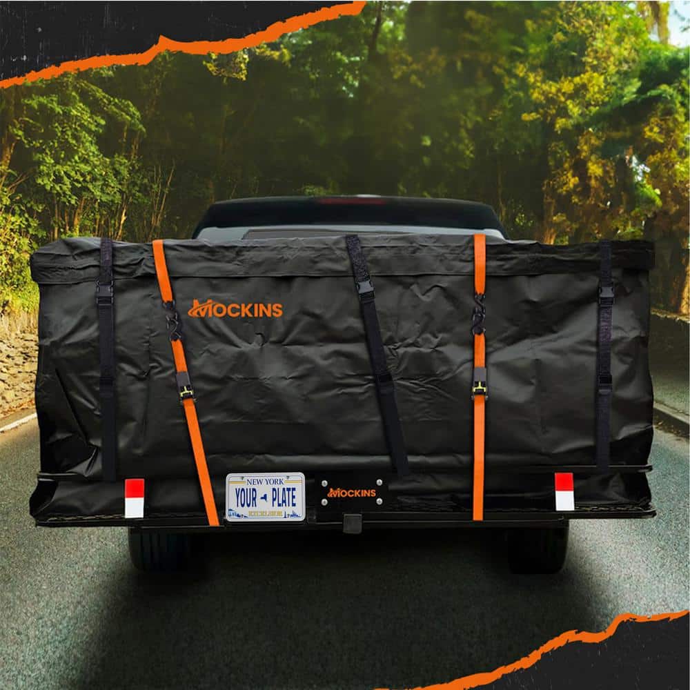 Mockins 500lb Capacity Rustproof Hitch Mount Cargo Carrier 70inx30inx 6in Foldable Extra Strong Arm & Increased Ground Clearance