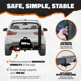 Mockins 550 lbs. Capacity Hitch Mount Wheelchair Mobility Ramp Carrier w/ Rubber Strip for Smooth Loading and Scratch Prevention
