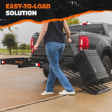 Mockins 550 lbs. Capacity Hitch Mount Wheelchair Mobility Ramp Carrier w/ Rubber Strip for Smooth Loading and Scratch Prevention