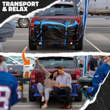 Mockins 48in x 18in x 6in. 2-in-1 Hitch Mount Cargo Carrier and Hitch Bench with 15CuFt Cargo Bag, Cushion Set and Accessories