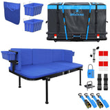 Mockins 48in x 18in x 6in. 2-in-1 Hitch Mount Cargo Carrier and Hitch Bench with 15CuFt Cargo Bag, Cushion Set and Accessories