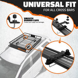 Mockins 35-50 in. L x 36 in. W x 4.5 in. H Extendable Rooftop Cargo Carrier - 250 lbs. Capacity Roof Rack with Net and Straps