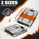 Mockins 35-50 in. L x 36 in. W x 4.5 in. H Extendable Rooftop Cargo Carrier - 250 lbs. Capacity Roof Rack with Net and Straps