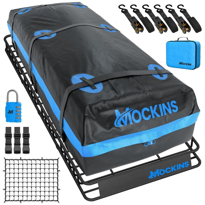 Mockins 84 in. x 39 in. x 6 in. Expandable Rooftop Cargo Carrier with 35 cu. ft. Waterproof Cargo Bag, Net, and Straps