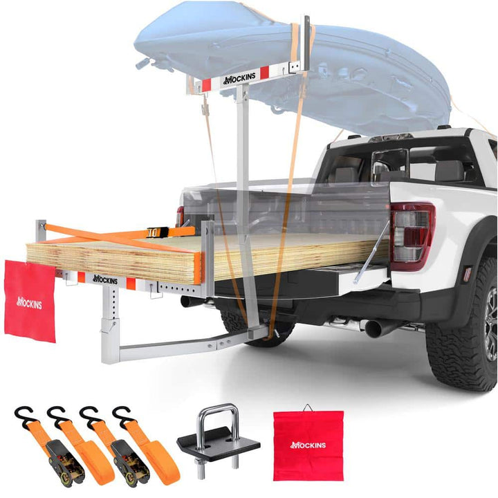 Mockins 2-in-1 Design Steel Pickup Truck Bed Extender with Ratchet Straps and 750 lbs. Capacity