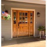 72 in. x 96 in. Craftsman Knotty Alder 9-Lite Clear Glass Unfinished Wood Right Active Inswing Double Prehung Front Door