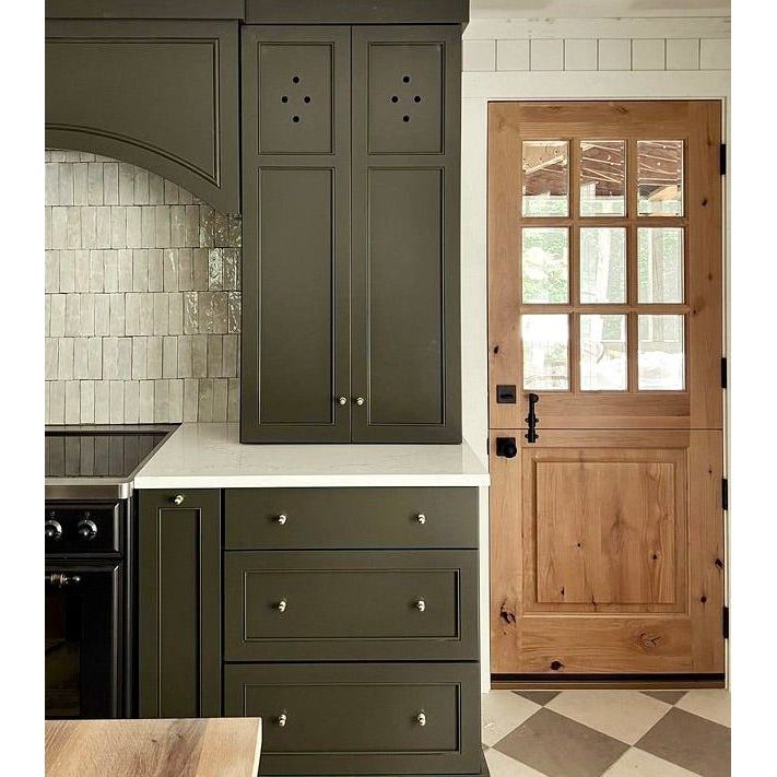 Krosswood 36 in. x 80 in. Farmhouse Knotty Alder Left-Hand Inswing 9-Lite Clear Glass Unfinished Dutch Wood Prehung Front Door