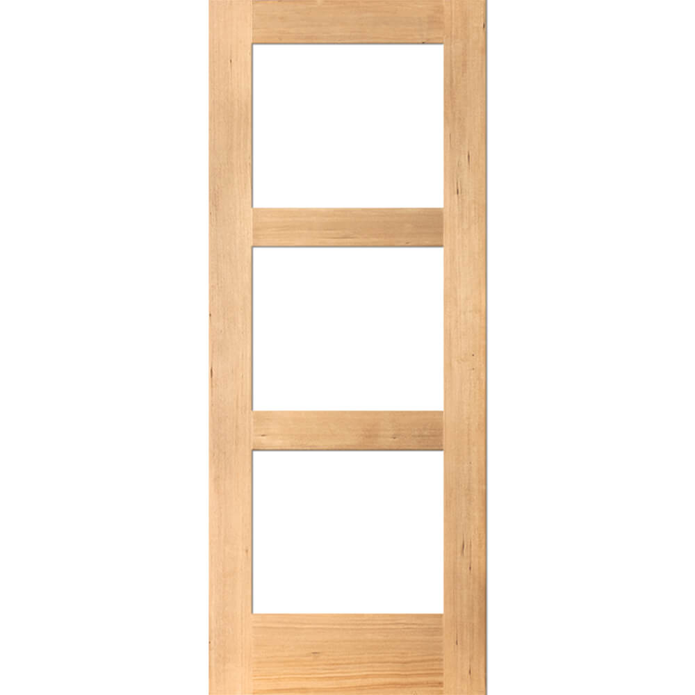 Krosswood Doors 36 in. x 80 in. Contemporary Hemlock 3-Lite Clear Glass Unfinished Exterior Wood Door Slab