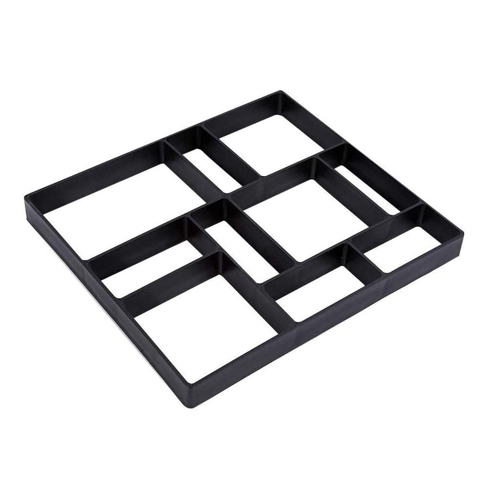 Wellco 17.7 in. x 15.7 in. x 1.5in. Black Plastic DIY Paver Mold Reusable Concrete Stepping Stone Paver Walk Way Mold