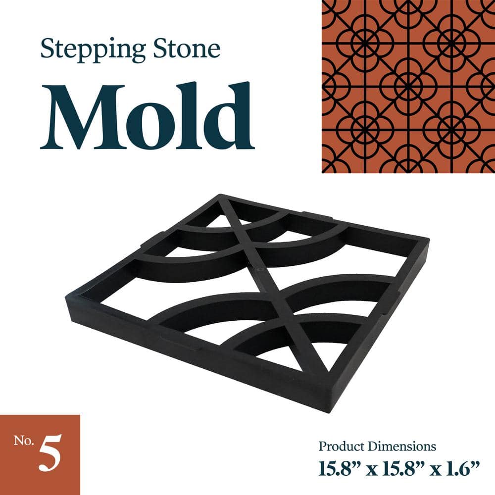 Yard Elements Concrete Stepping Stone Molds Reusable Plastic DIY Paver Pathway Maker for Gardens, Walkways, Outdoor Patios (Mold 5)
