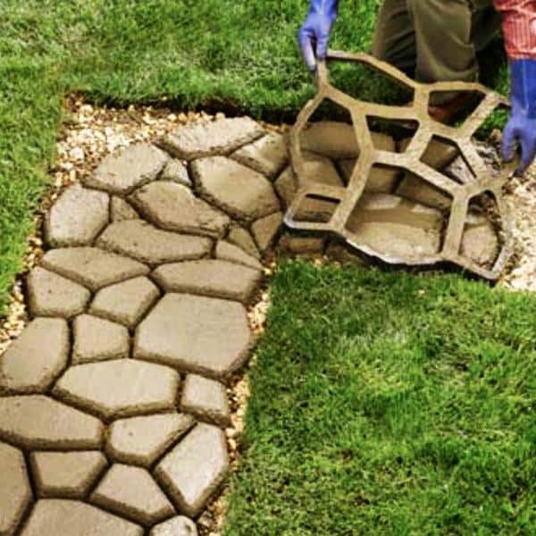 Yard Elements Concrete Stepping Stone Molds Reusable Plastic DIY Paver Pathway Maker for Gardens, Walkways, Outdoor Patios (Mold 7)