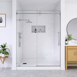 mortix Serena 72 in. W x 80 in. H Sliding Frameless Shower Door in Brushed Nickel with 3/8 in. (10 mm) Tempered Clear Glass