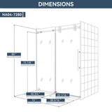 mortix Serena 72 in. W x 80 in. H Sliding Frameless Shower Door in Brushed Nickel with 3/8 in. (10 mm) Tempered Clear Glass